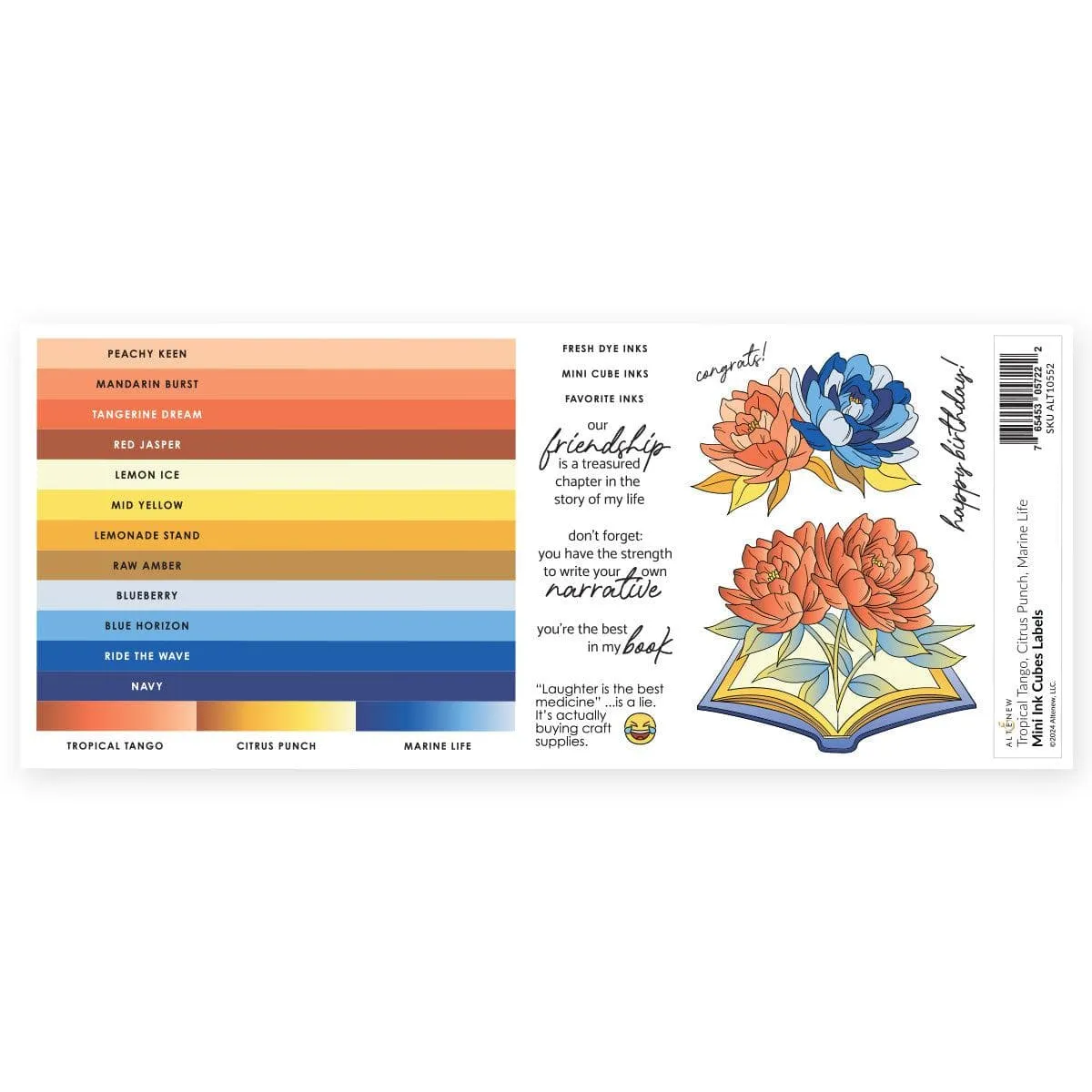 retractable popular Mini Ink Cubes Label Set - Tropical Tango, Citrus Punch, Marine Life