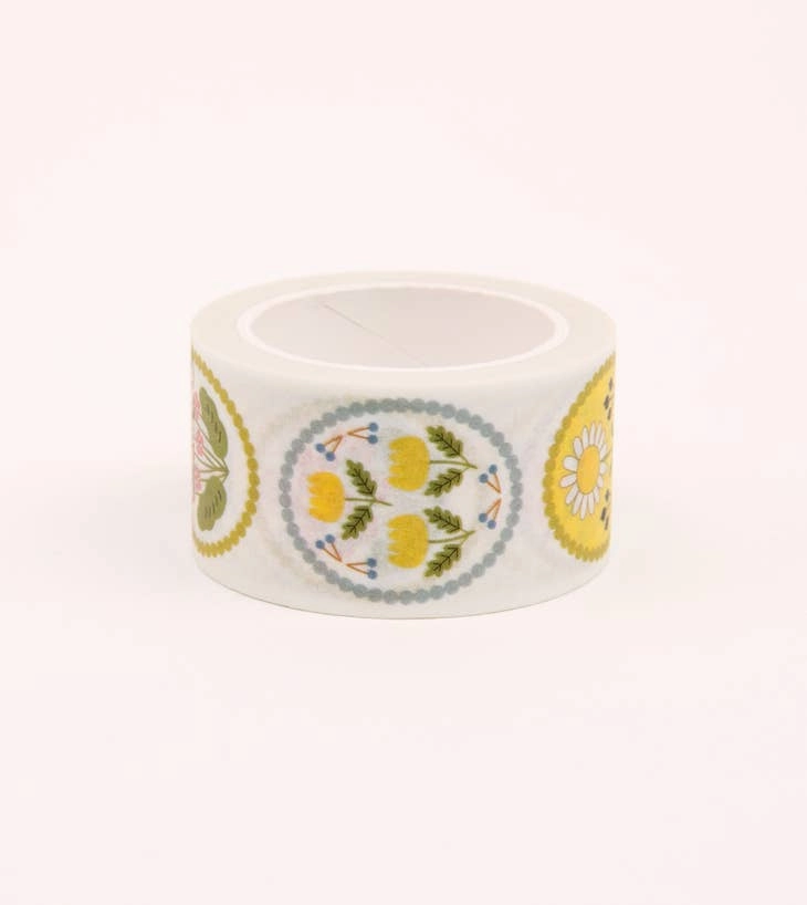 White Floral Emblem Washi Tape top heatproof