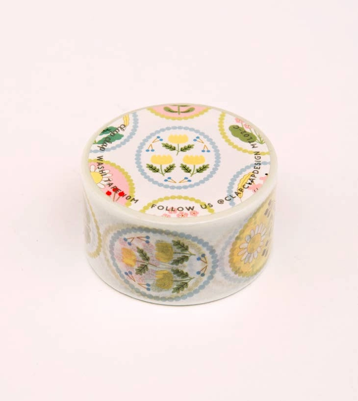classic boxed White Floral Emblem Washi Tape