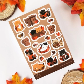 Autumn Cats Vinyl Sticker Sheet metal