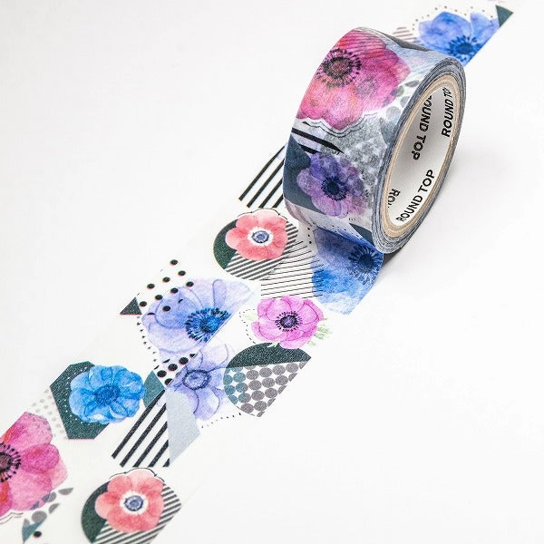 retro nonslip Ayatoridori Washi Tape Poppy Flower Insomnia Round Top