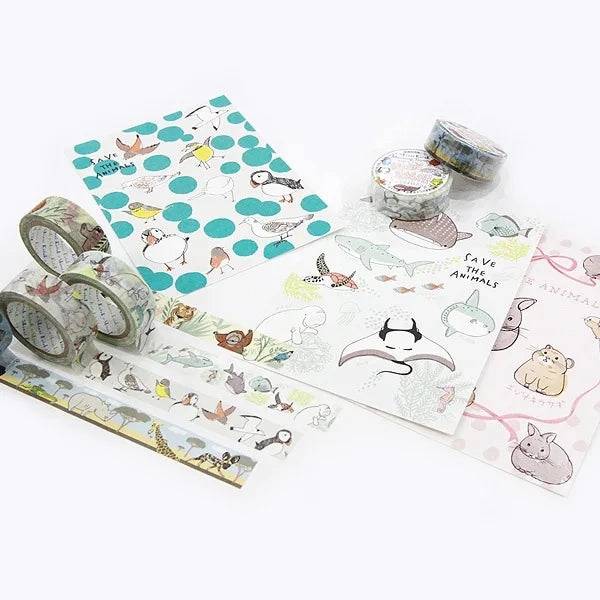 Baby Animal & Parent Of Endangered Species Washi Tape superior glossy