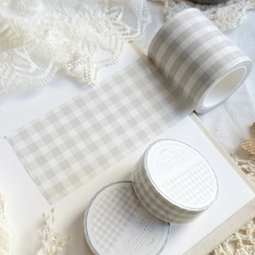 resilient narrow Light Gray Plaid Washi Tape 50Mm