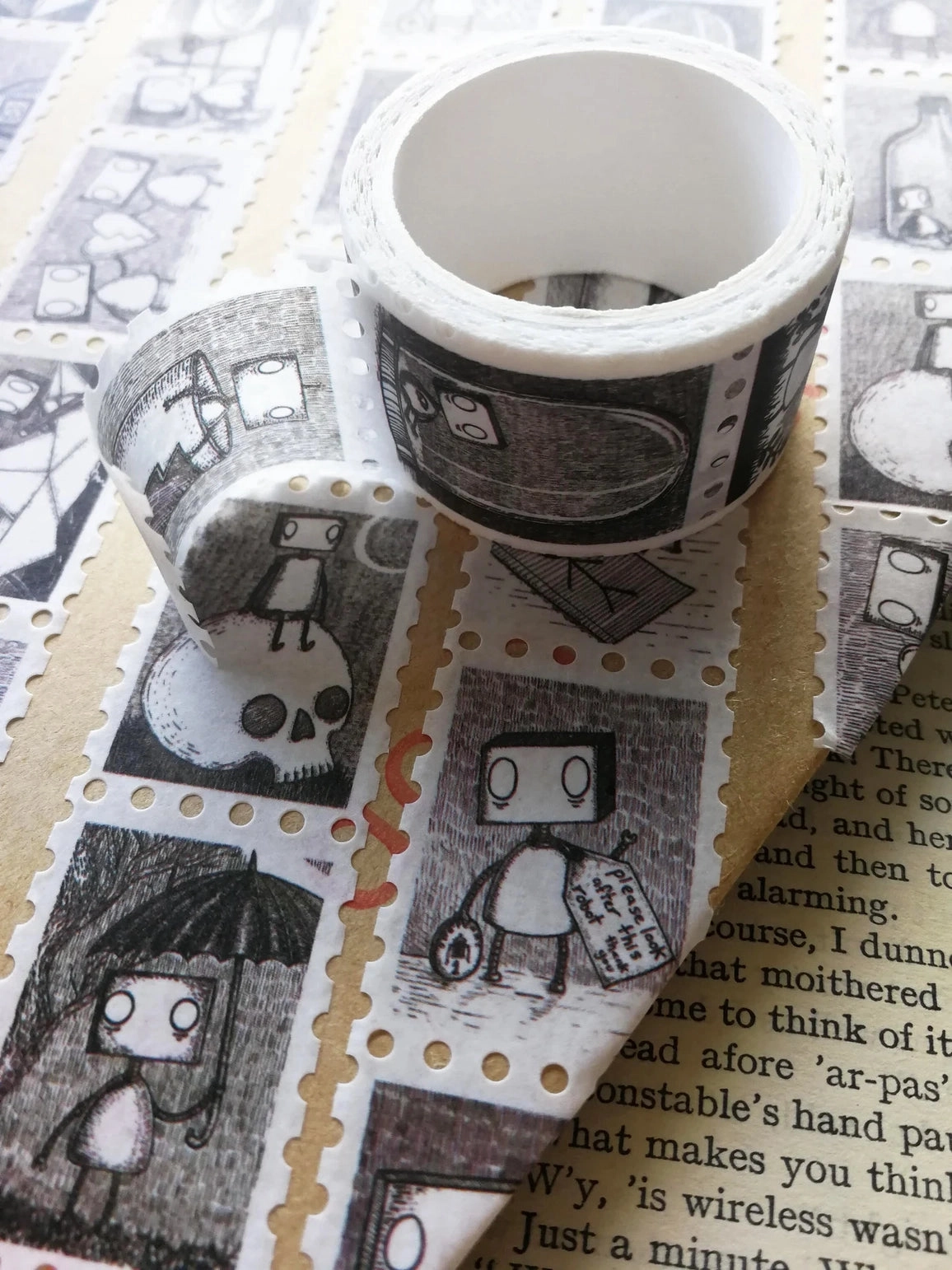 wide Robot Stamps Washi Tape