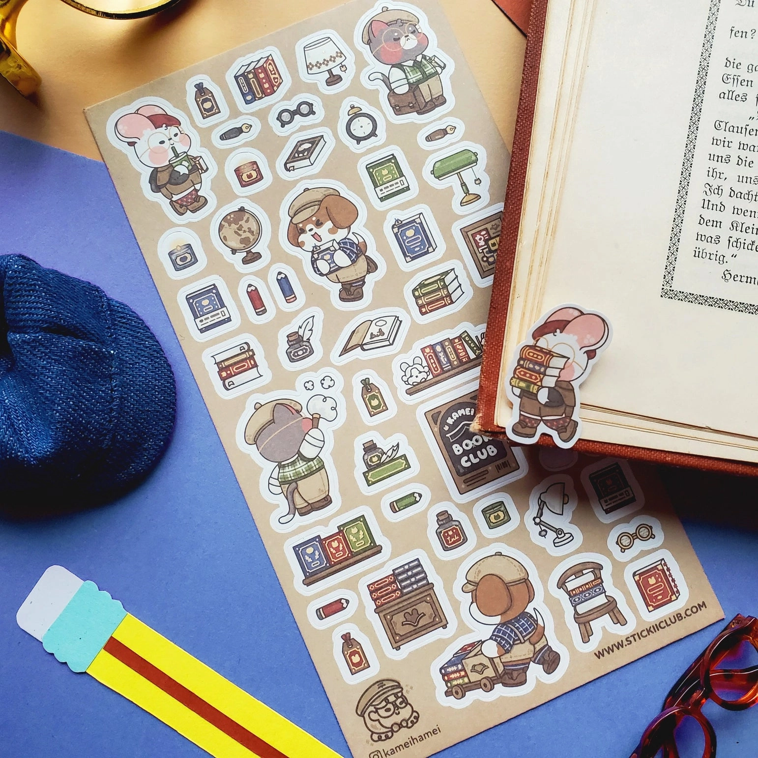 Stickii Cutie Book Club Sticker Sheet earthy slim