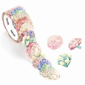 Bande Sticker Roll - Carnation Bouquet Pink retro metal