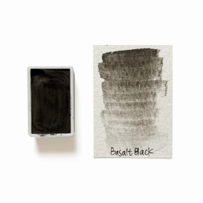 finest compact Basalt Black (Mineral) - Artist Grade Handmade Honey Based Watercolor Paint Full Pan 3.2Ml