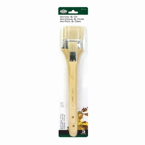 alloy lightweight 3-Pack Hog Bristle Brushes - Flat