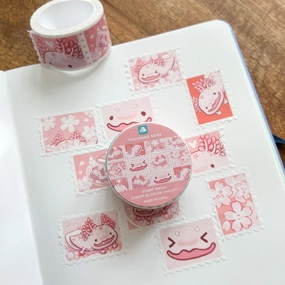 Cherry Blossom Axolotl Stamp Washi Tape biodegradable trendy