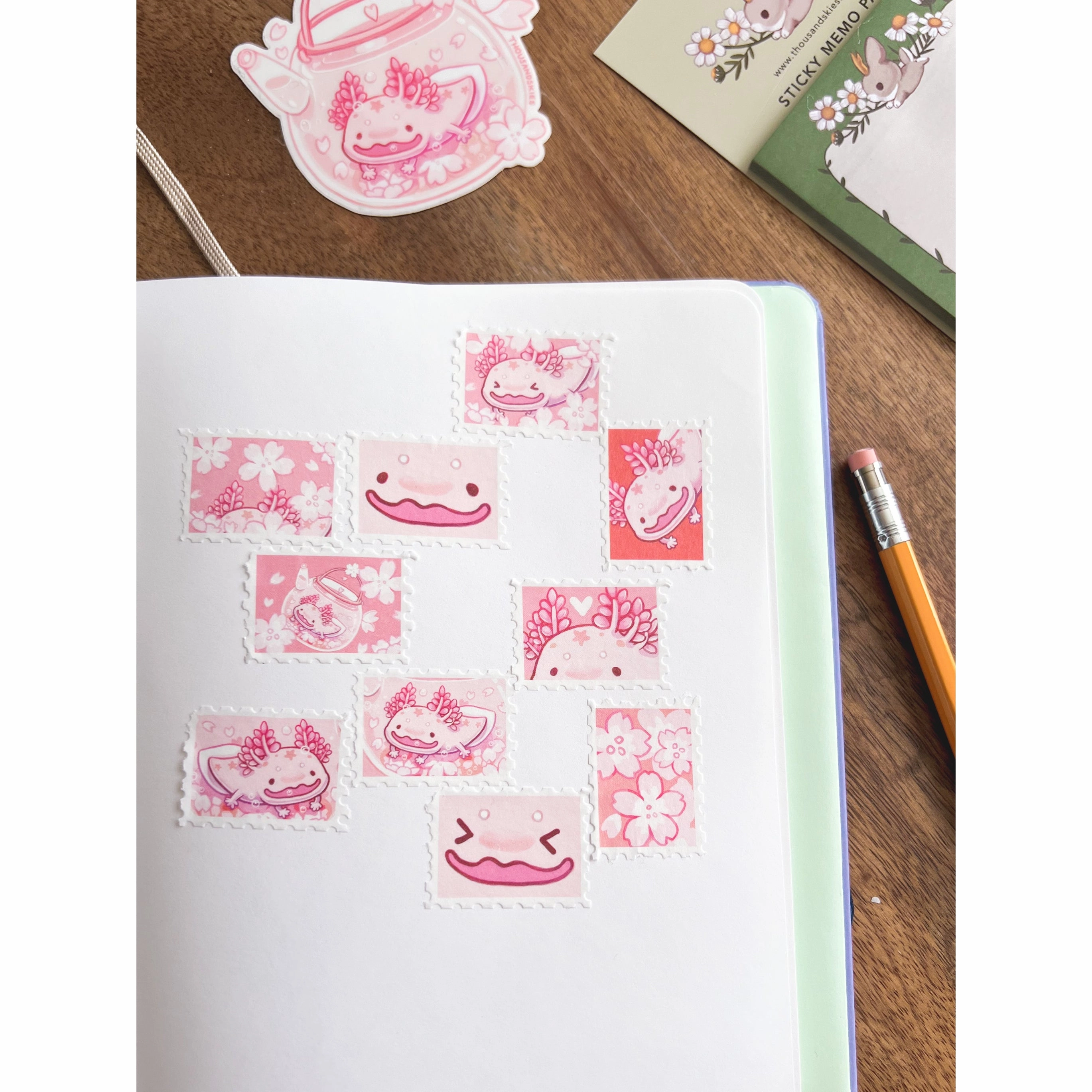 Cherry Blossom Axolotl Stamp Washi Tape handy