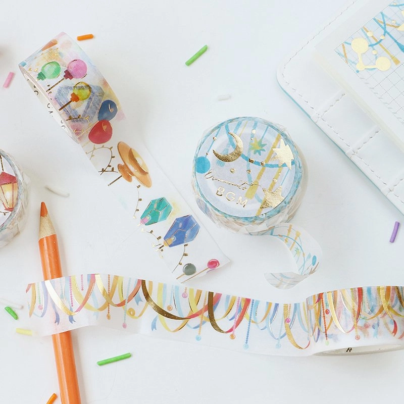 expandable limited Curtain Decoration Washi Tape Foil Bgm