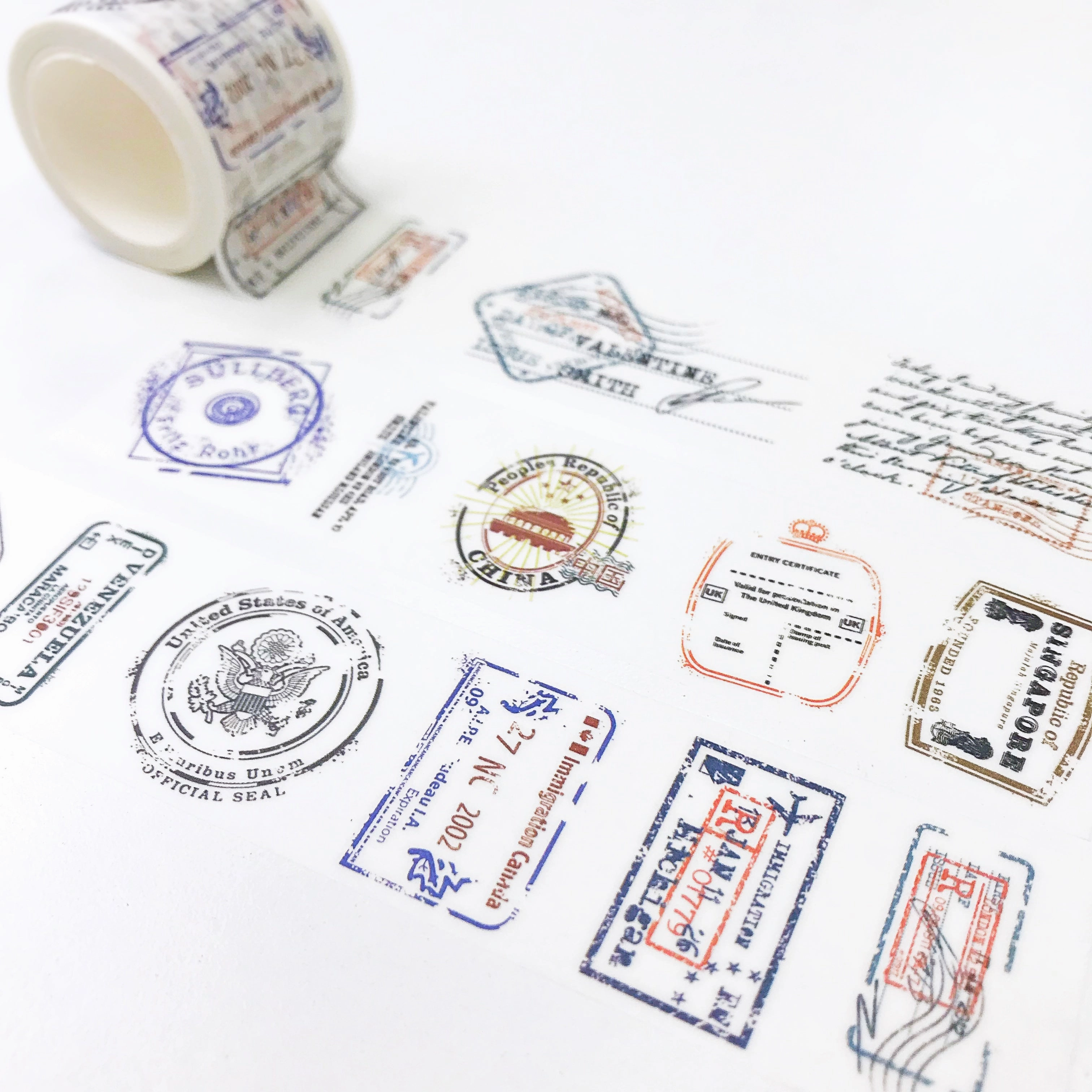Passport Stamp Washi Tape vivid