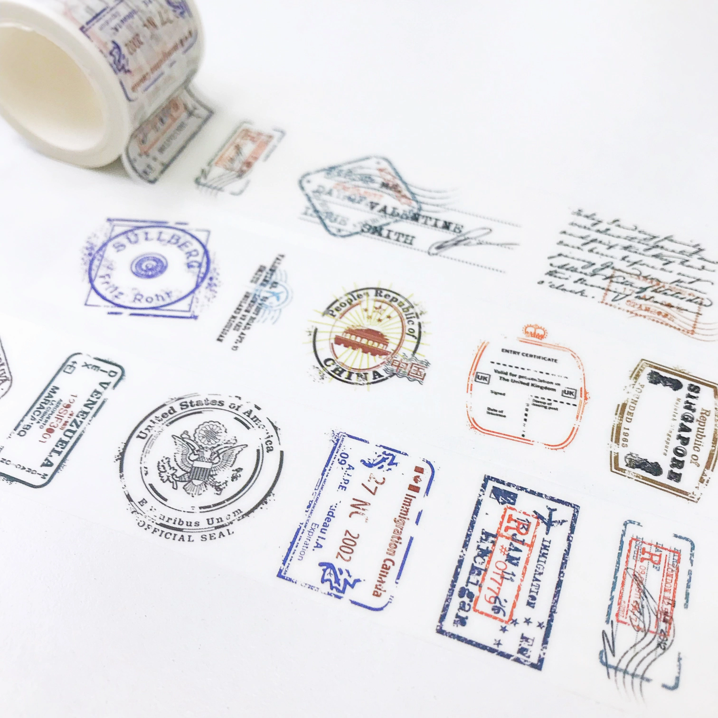 Passport Stamp Washi Tape refillable adjustable