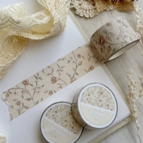 modern Beige Red Floral Washi Tape 30Mm