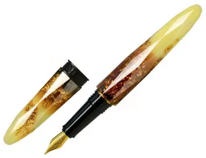 Benu Briolette Luminous Amber Fountain Pen flat