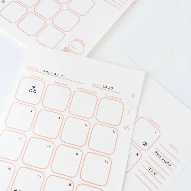 narrow A5 Refill - Monthly Planner Inserts