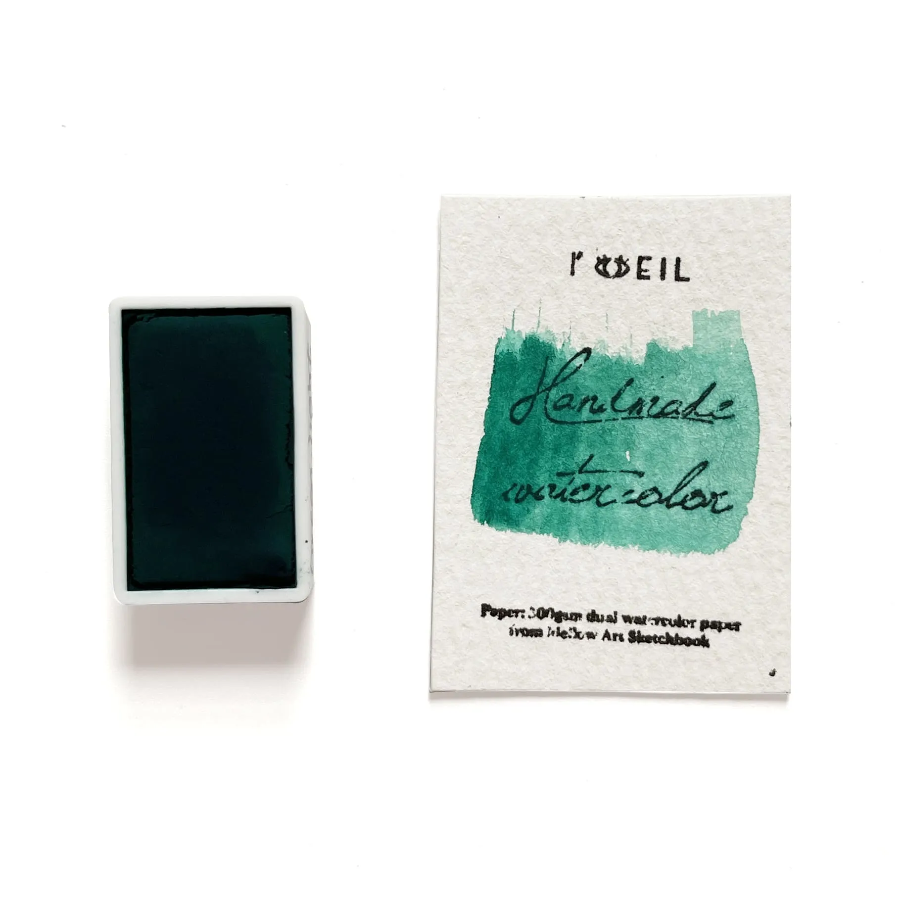 glass thin Phthalocyanie Green Light - Artist Grade Handmade Honey Based Watercolor Paint Full Pan 3.2Ml