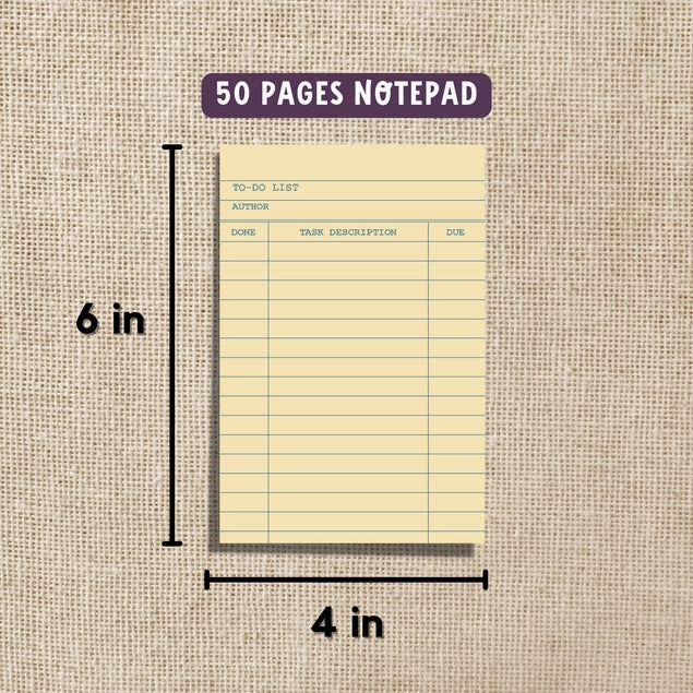 alloy Library Card To-Do List Notepad - 4X6"
