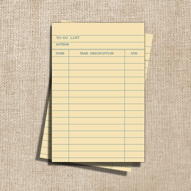 washable latest Library Card To-Do List Notepad - 4X6"