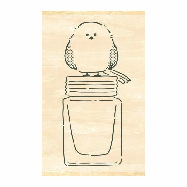 Beverly Ink Companion Stamp - Shimaenaga And Ink Bottle wooden