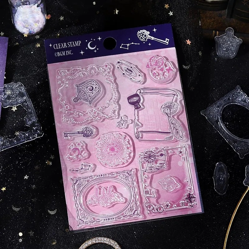 multipurpose expandable Bgm Clear Stamp Set - Retro Starry Moon Poem