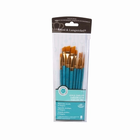 rubber glass Gold Taklon Paintbrushes - Set Of 8