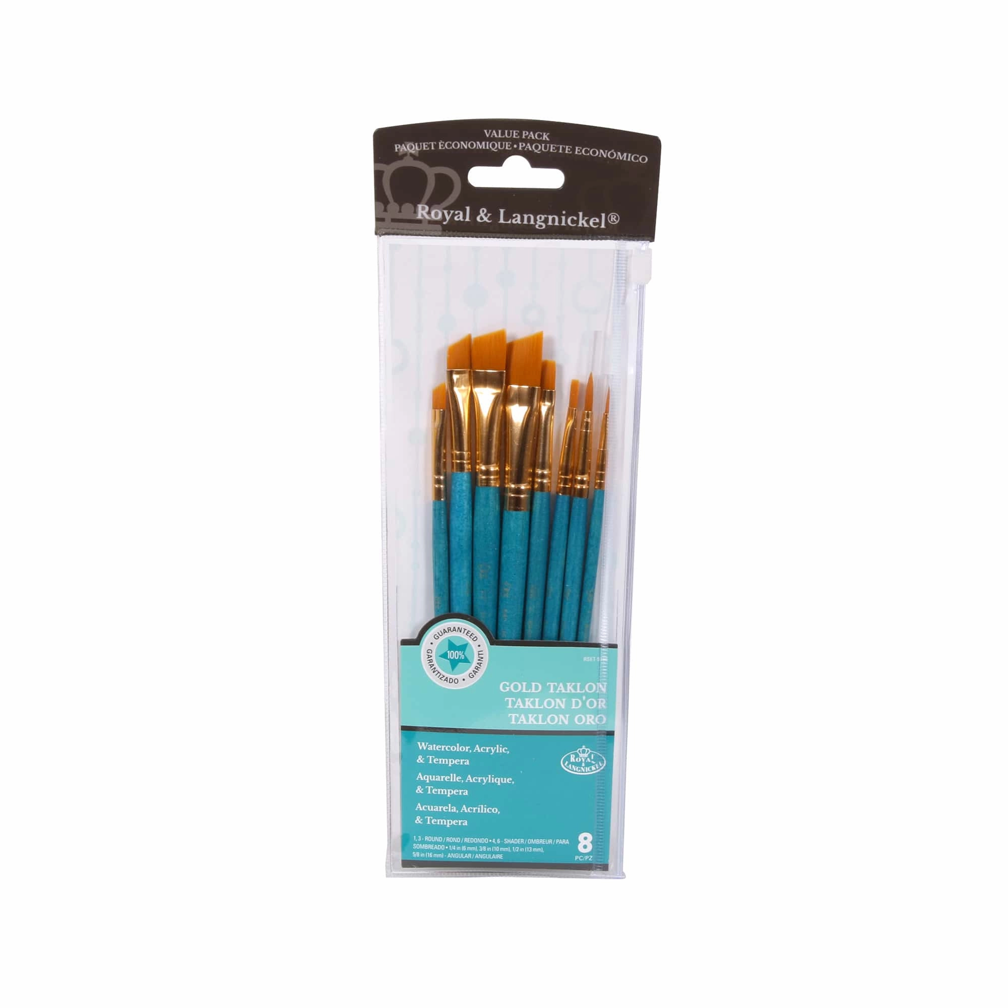rubber glass Gold Taklon Paintbrushes - Set Of 8
