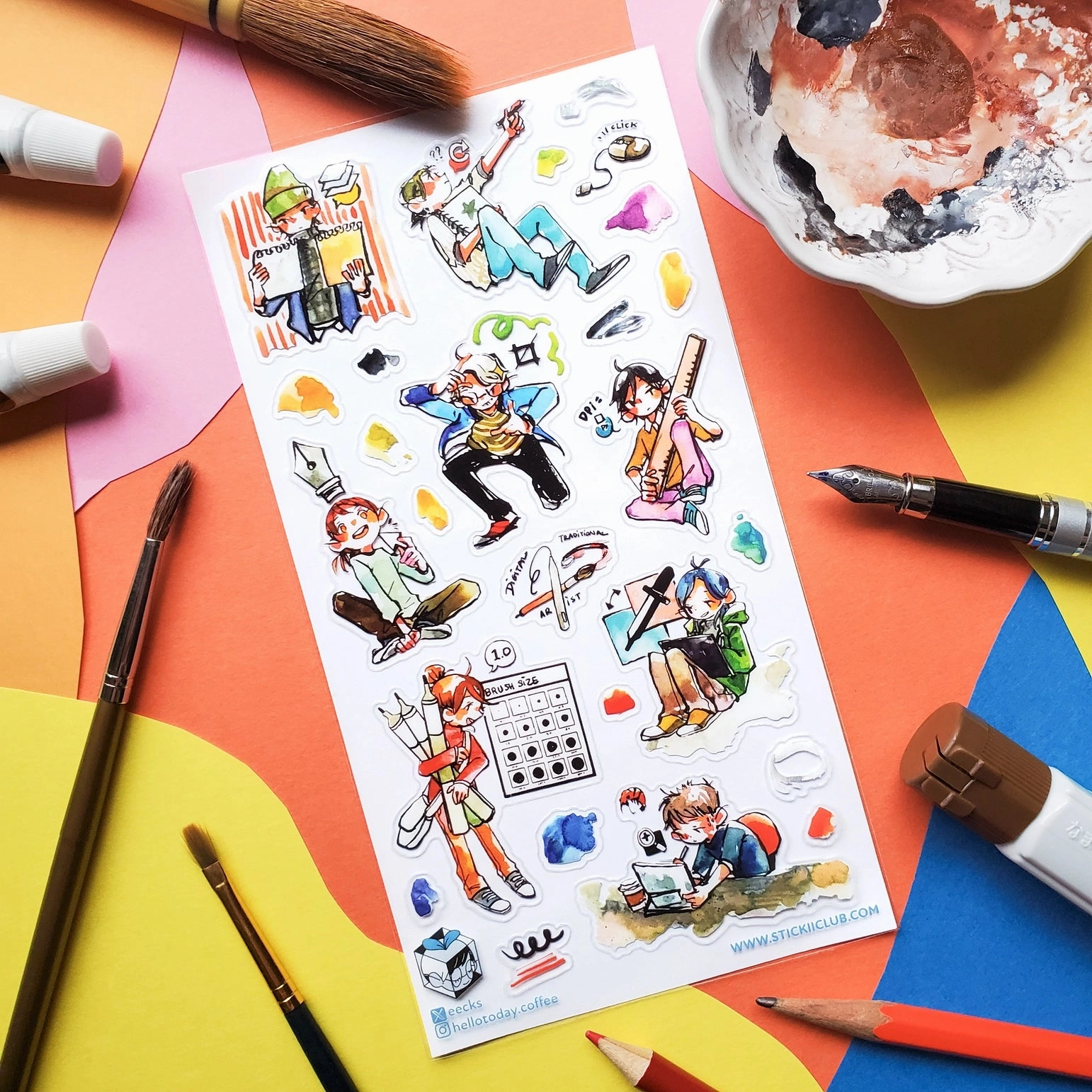 wooden square Stickii ArtistS Life Sticker Sheet