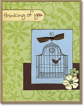 maxi refillable Bird In Cage Rubbr Stamp