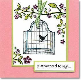 premium warm Bird In Cage Rubbr Stamp