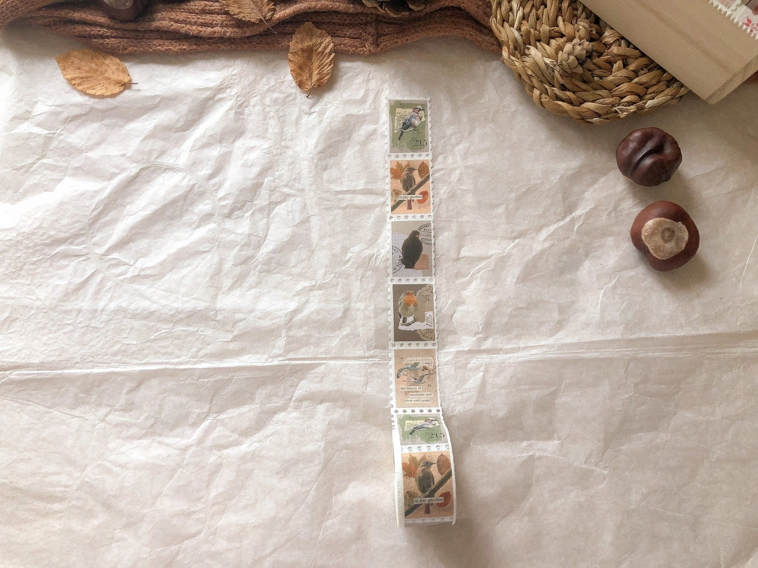 Birds Autumn Stamp Washi Tape everyday bright