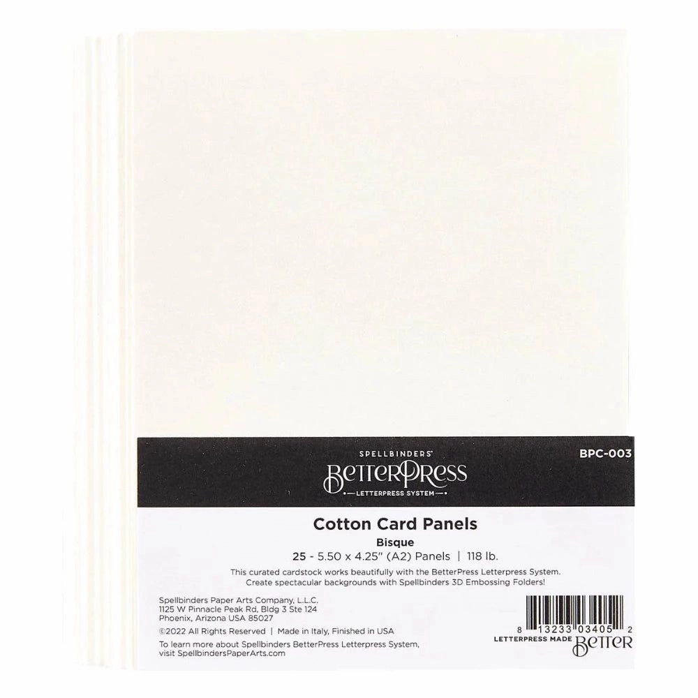 short plastic Bisque Betterpress A2 Cotton Card Panels - 25 Pack