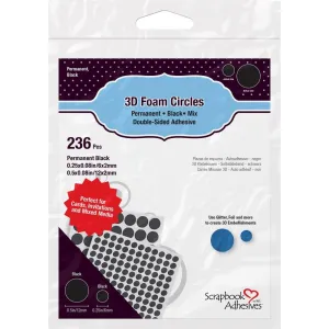Black 3D Self-Adhesive Foam Circles .25" & .5" 236/Pkg popular kit