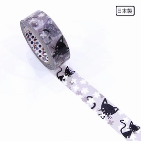 gift Black Cat & Flower Washi Tape Shinzi Katoh Design
