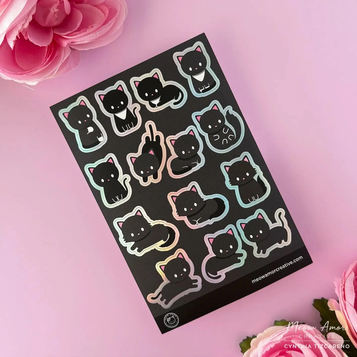 Black Cat Foil Vinyl Sticker Sheet steel strong