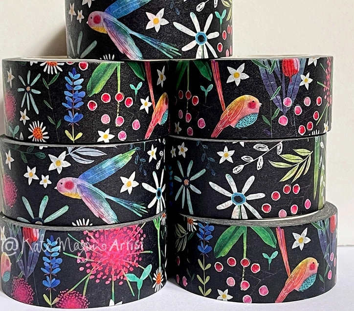 essential Black Spring Floral Washi Tape