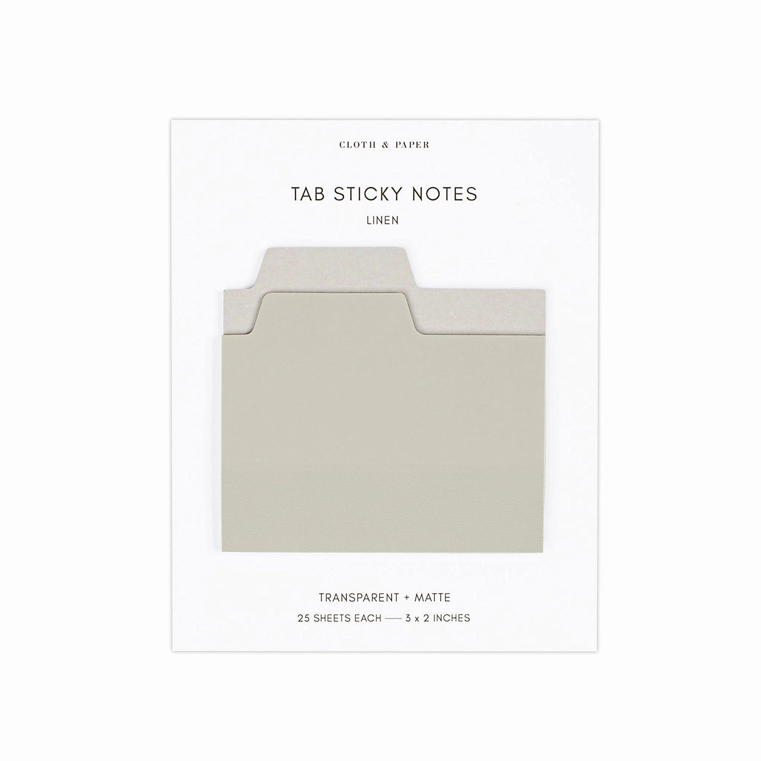 Blank Tab Sticky Note Set - Linen heatproof vegan