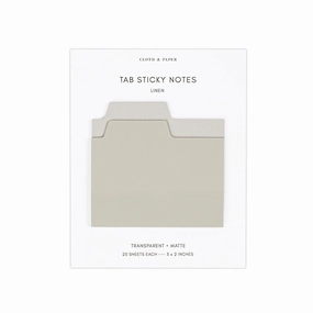 Blank Tab Sticky Note Set - Linen heatproof vegan