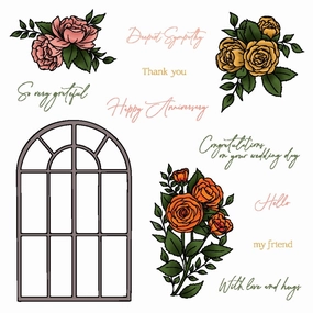 nonslip square Blooming View - 6X8 Stamp Set
