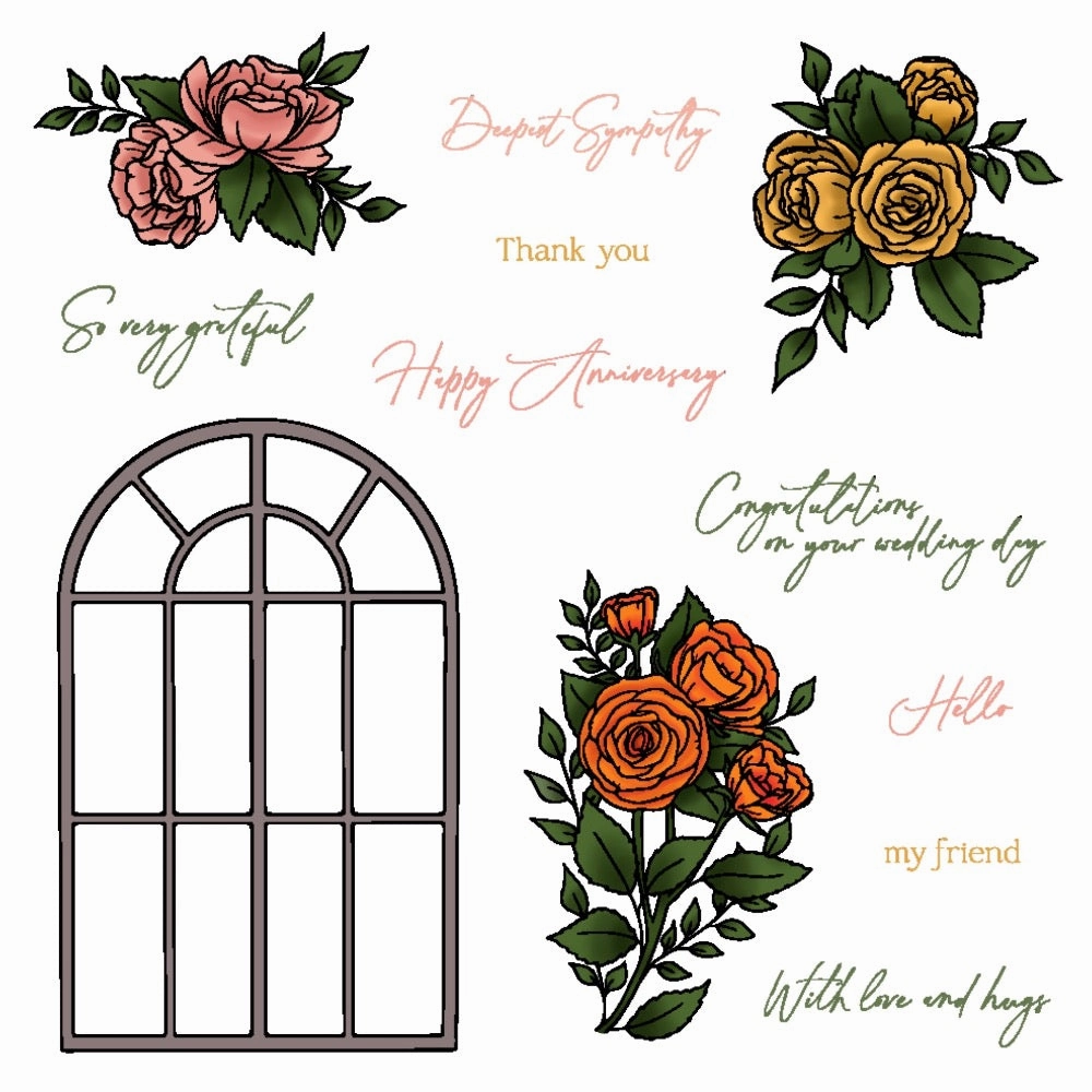nonslip square Blooming View - 6X8 Stamp Set
