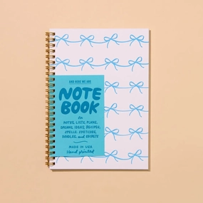 Blue Bows Spiral Bound Letterpress Notebook rugged