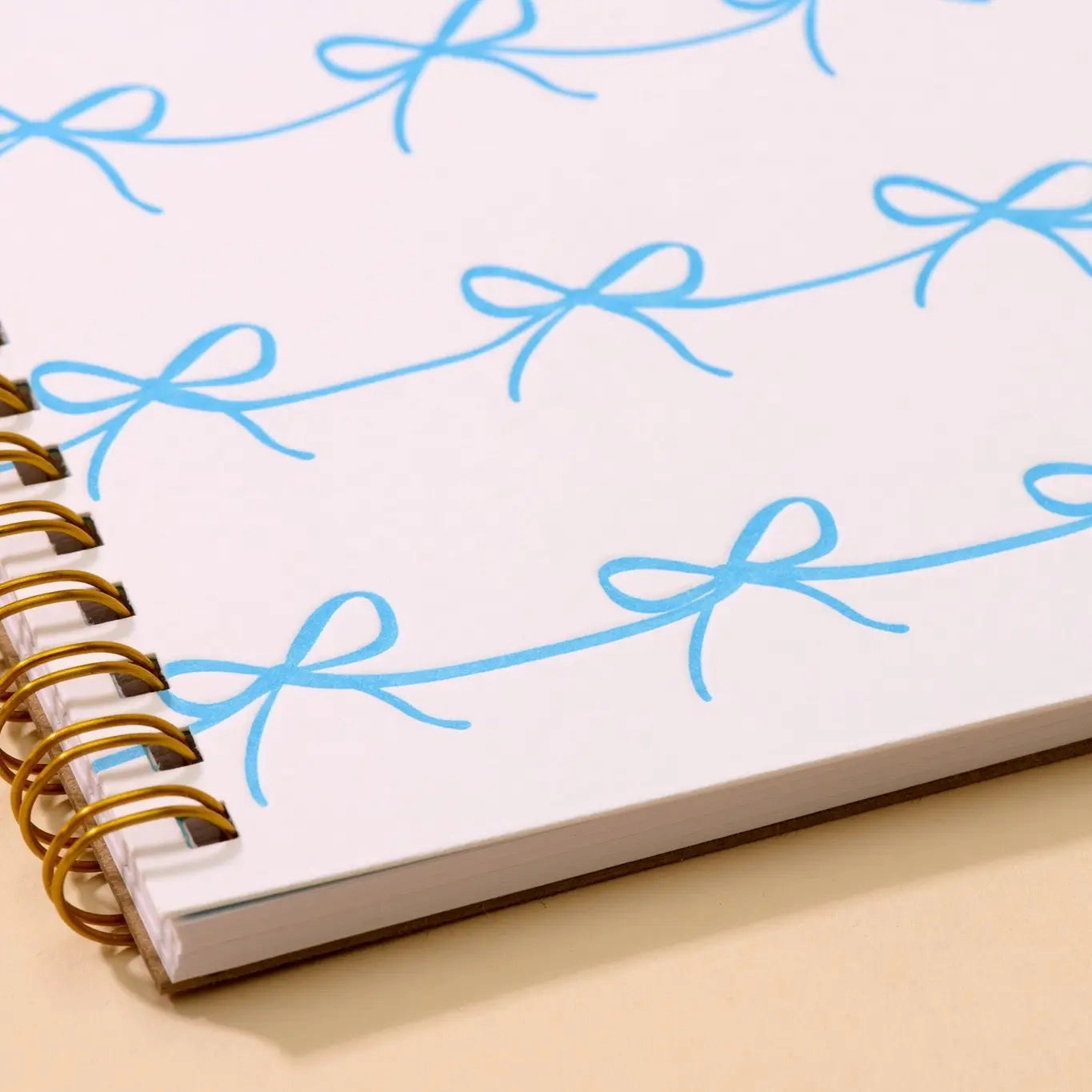 glass Blue Bows Spiral Bound Letterpress Notebook