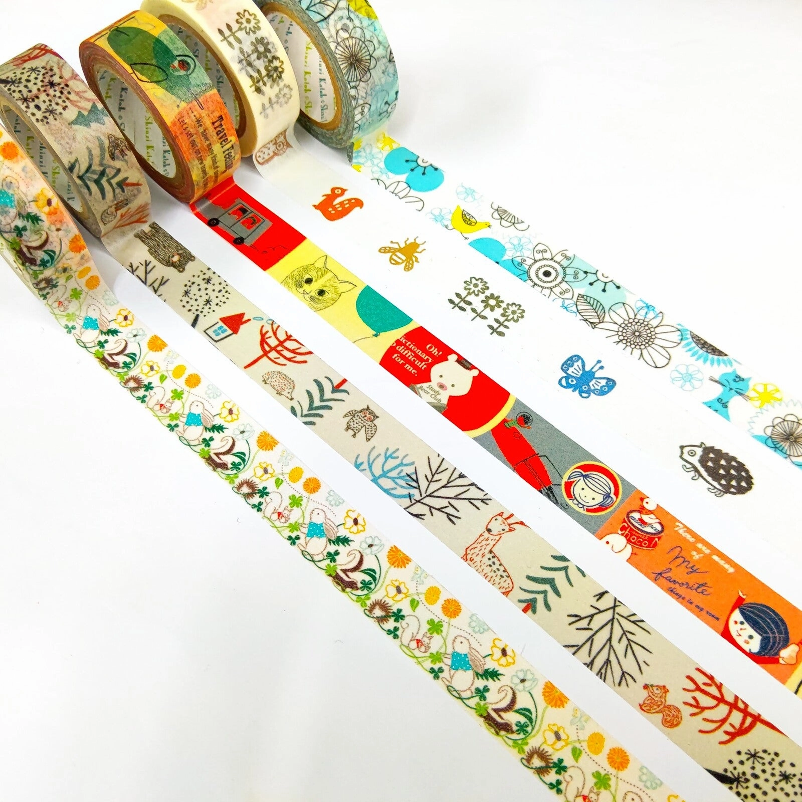 Blue Cat & Flower Washi Tape Shinzi Katoh Design wide