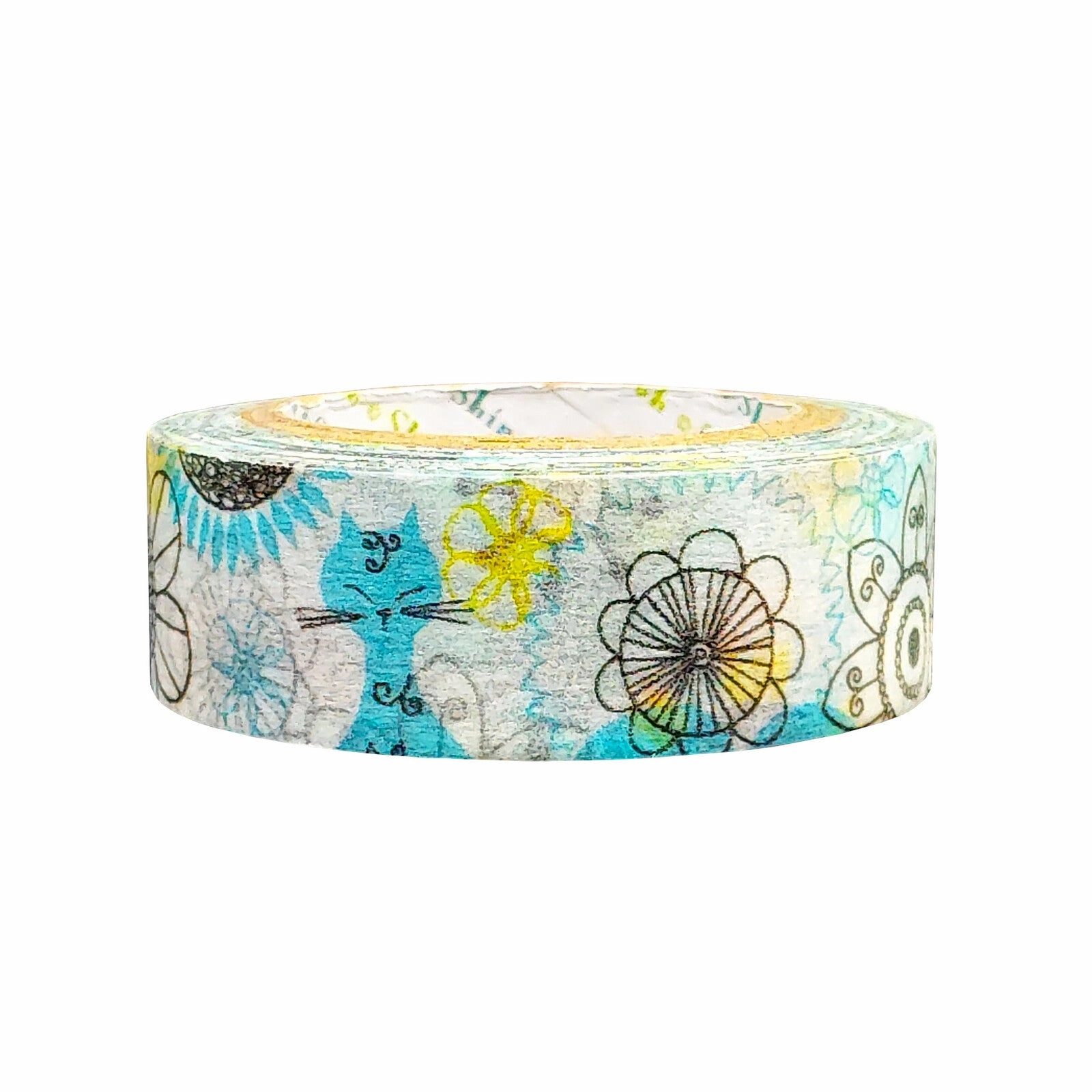 flexible reliable Blue Cat & Flower Washi Tape Shinzi Katoh Design