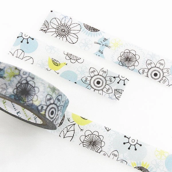 Blue Cat & Flower Washi Tape Shinzi Katoh Design sleek superior
