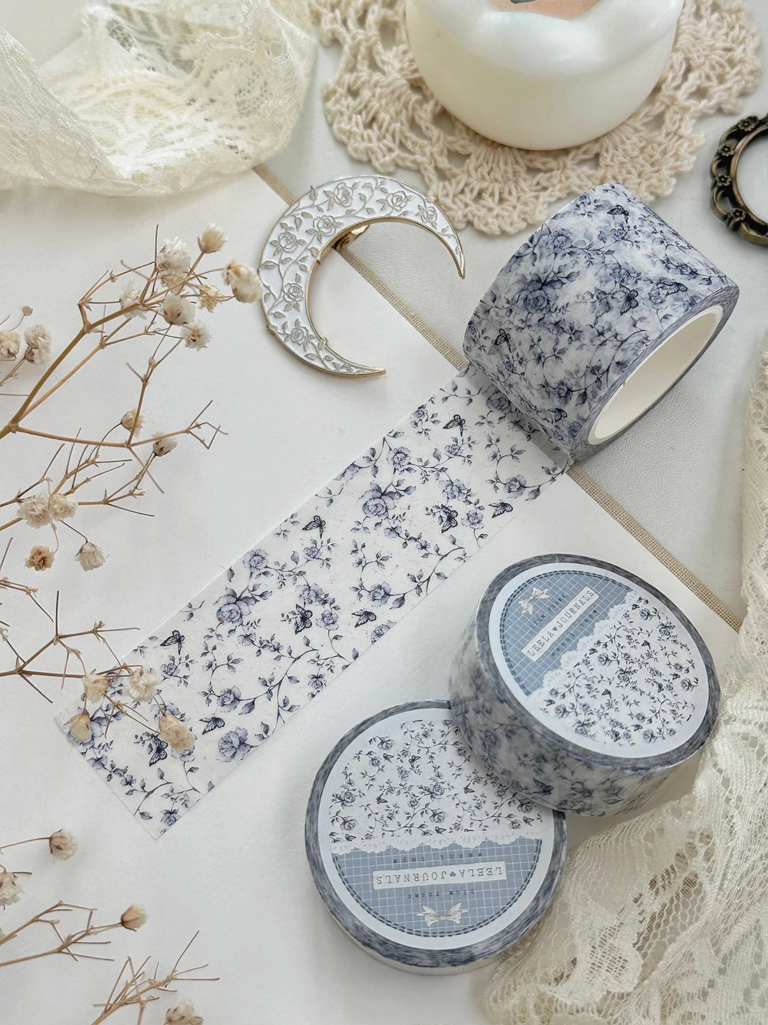 Blue Porcelain Roses Washi Tape 30Mm daily