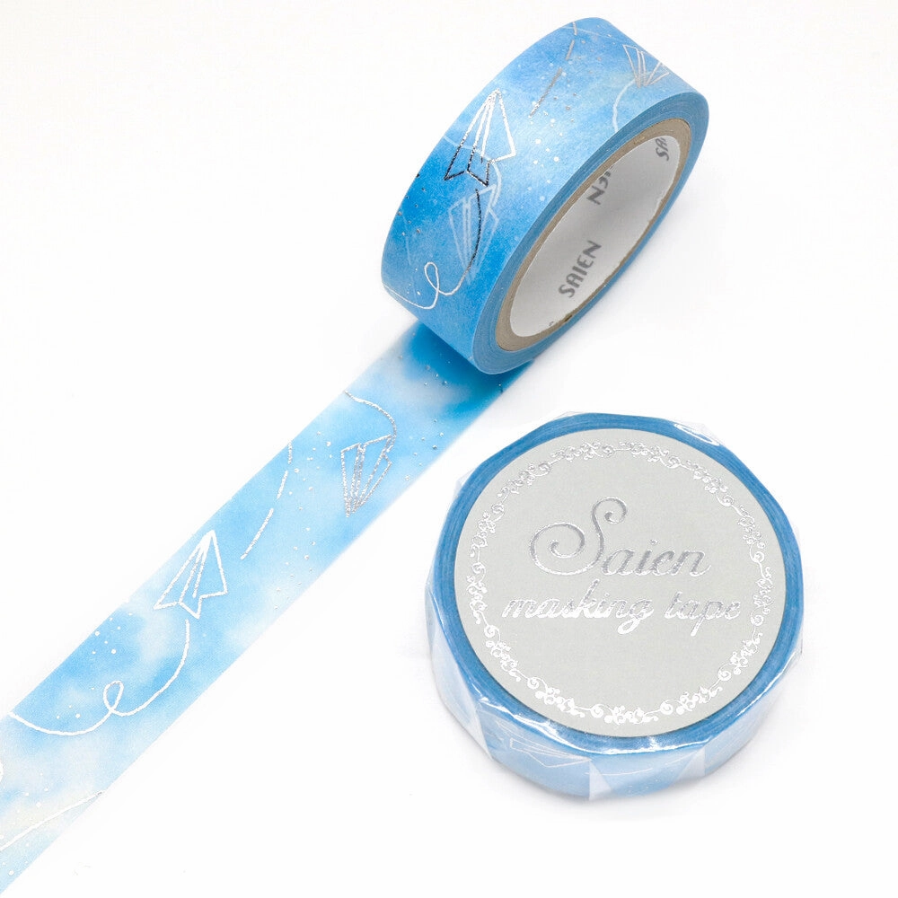 Blue Sky & Paper Airplane Washi Tape solid bundle