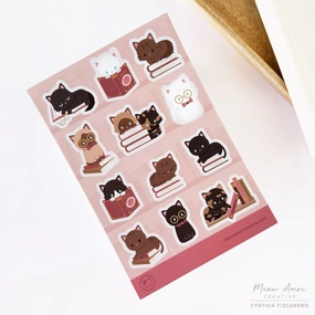 Blush Book Cats Vinyl Sticker Sheet cool limited