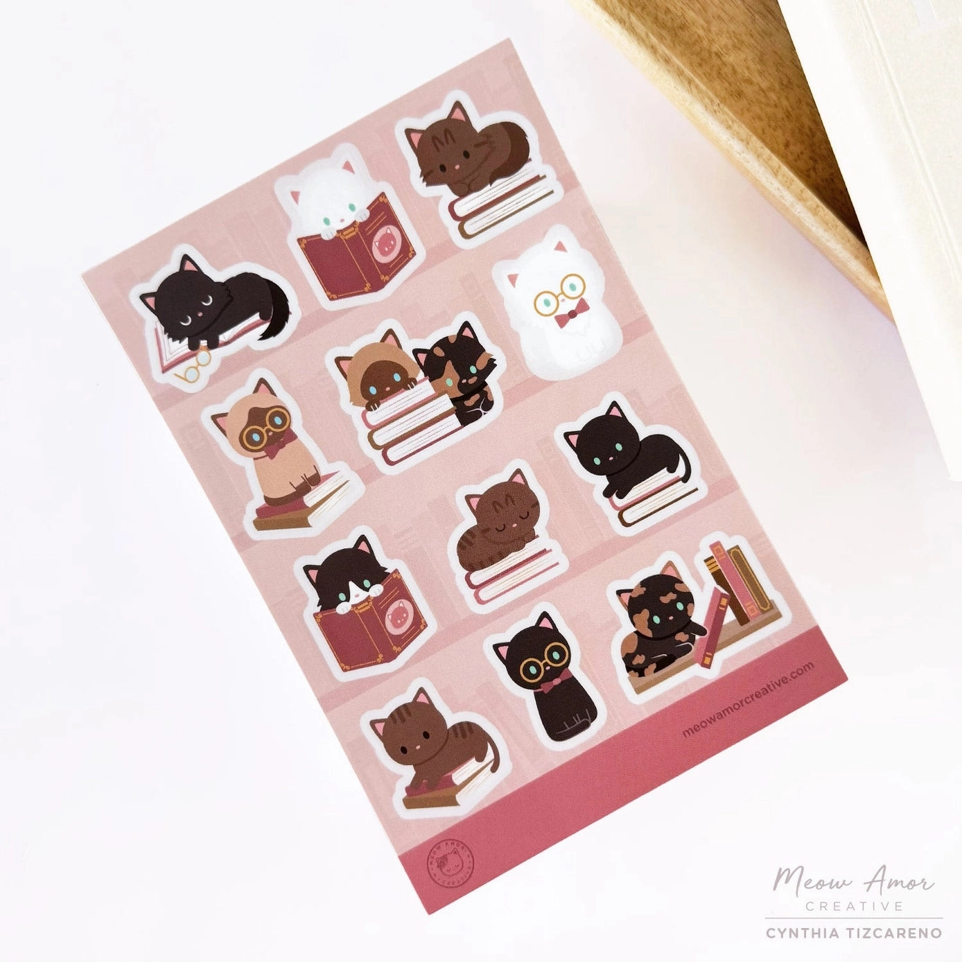 Blush Book Cats Vinyl Sticker Sheet cool limited
