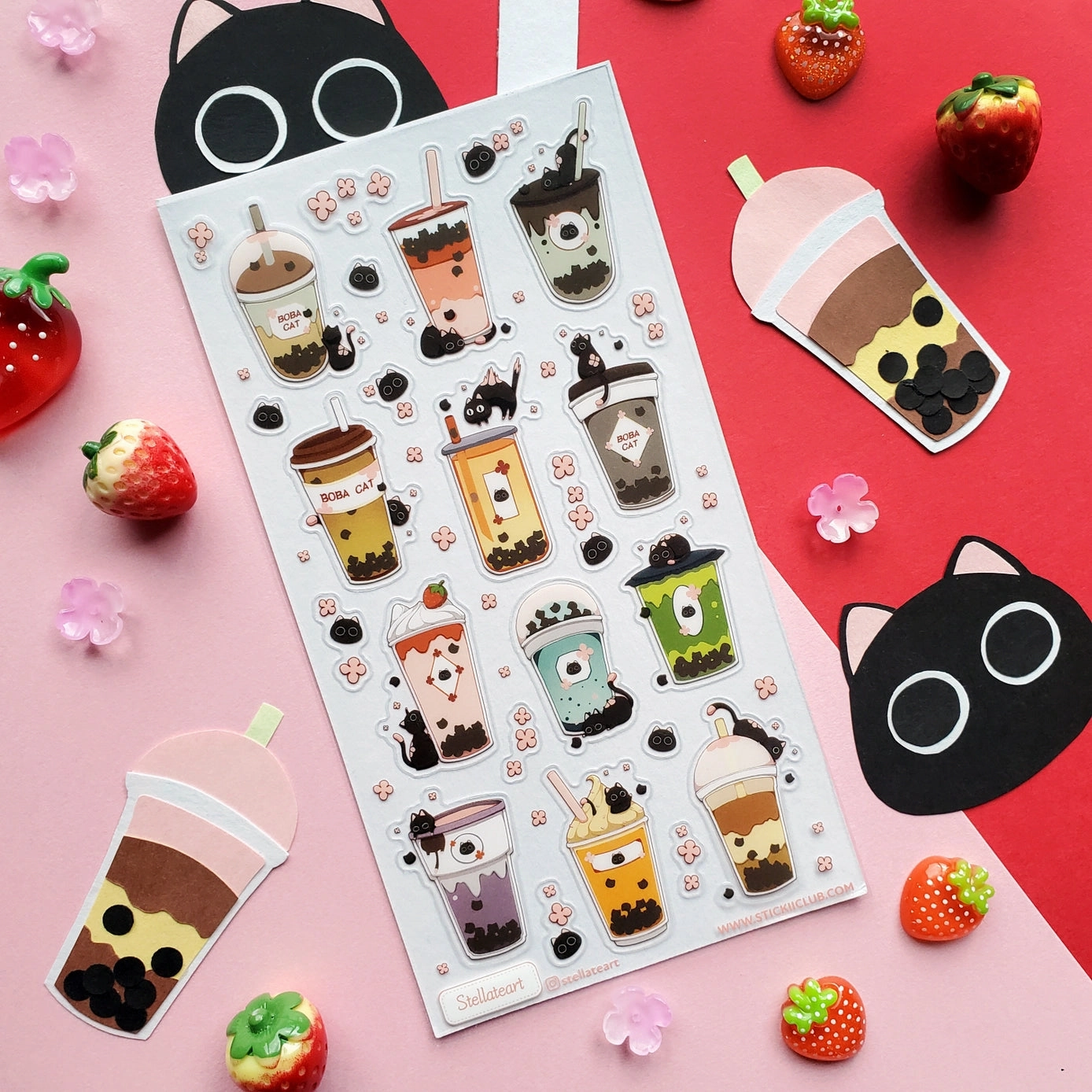 economical Boba Cats Sticker Sheet